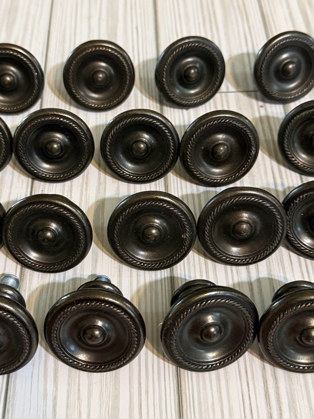 Antique-Style Round Drawer Knobs - Aged Bronze Finish